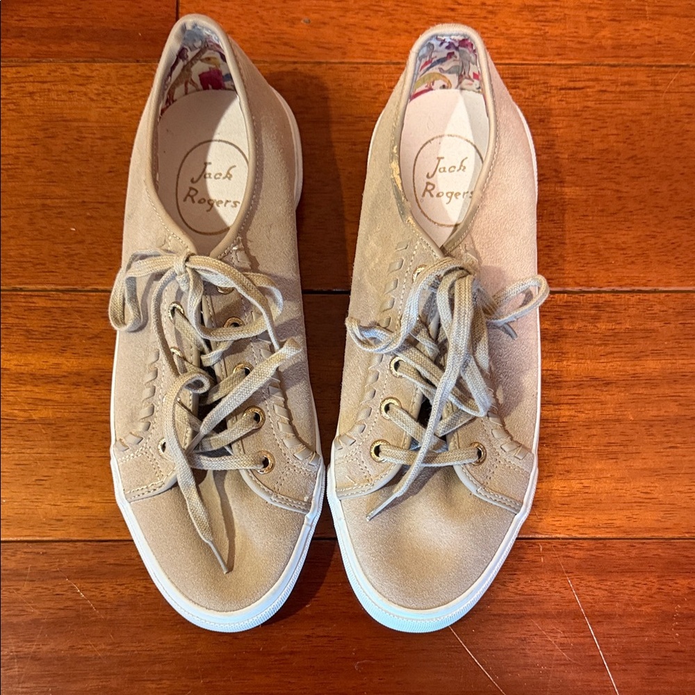 Jack Rogers Women's Beige Lace-Up Sneakers LNC